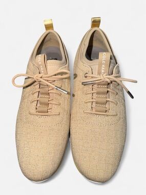 Cole Haan Women’s Beige Knit Lace-Up Sneakers Size 8B